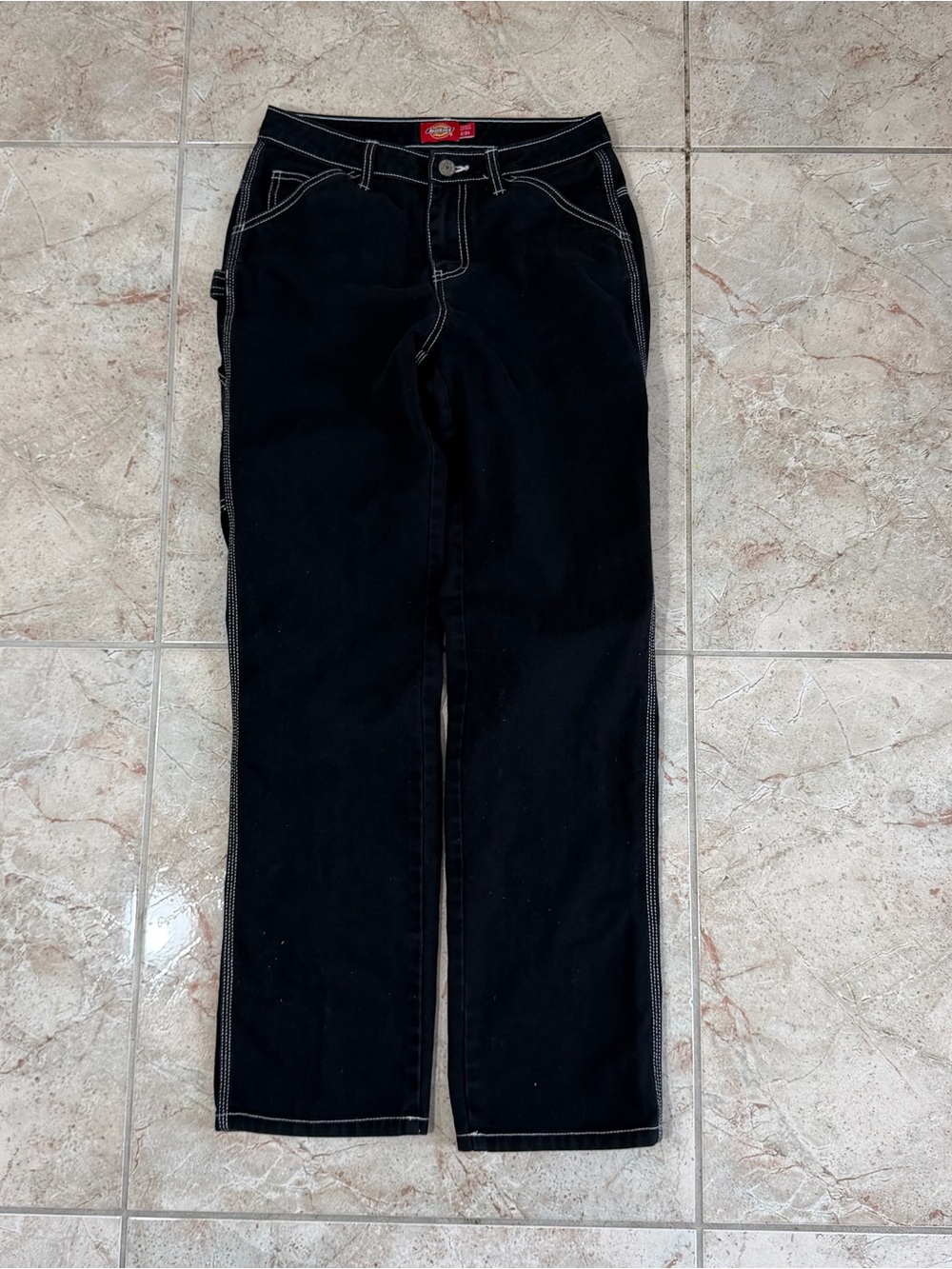 Dickies Women's Black Straight Leg Jeans with Contrast Stitching